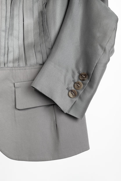 Prada Grey Silk & Cotton Pintuck Blazer