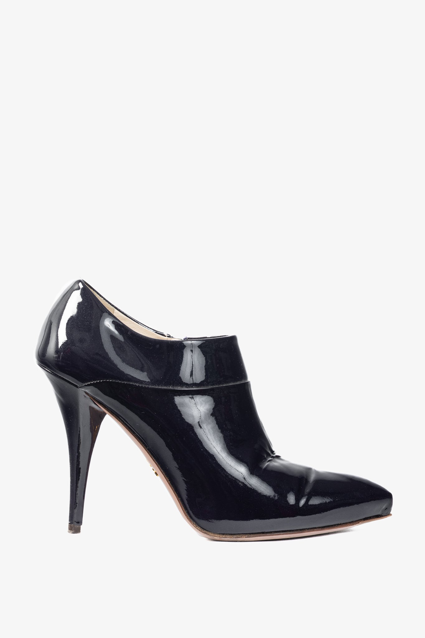 Prada Purple Vernice Leather Pointed-Toe Booties
