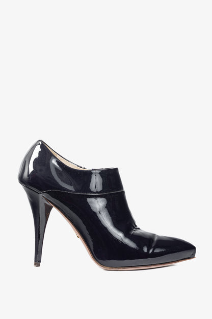 Prada Purple Vernice Leather Pointed-Toe Booties
