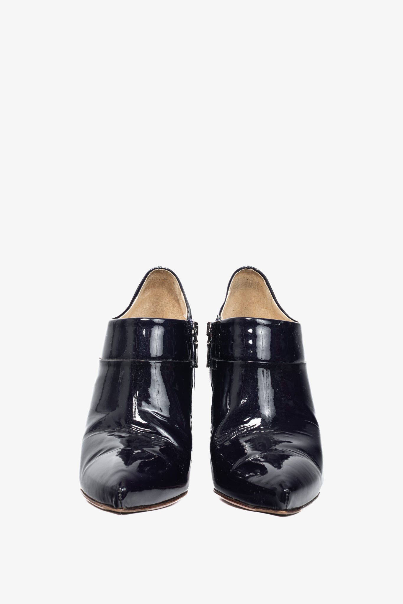 Prada Purple Vernice Leather Pointed-Toe Booties
