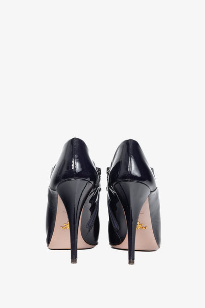 Prada Purple Vernice Leather Pointed-Toe Booties
