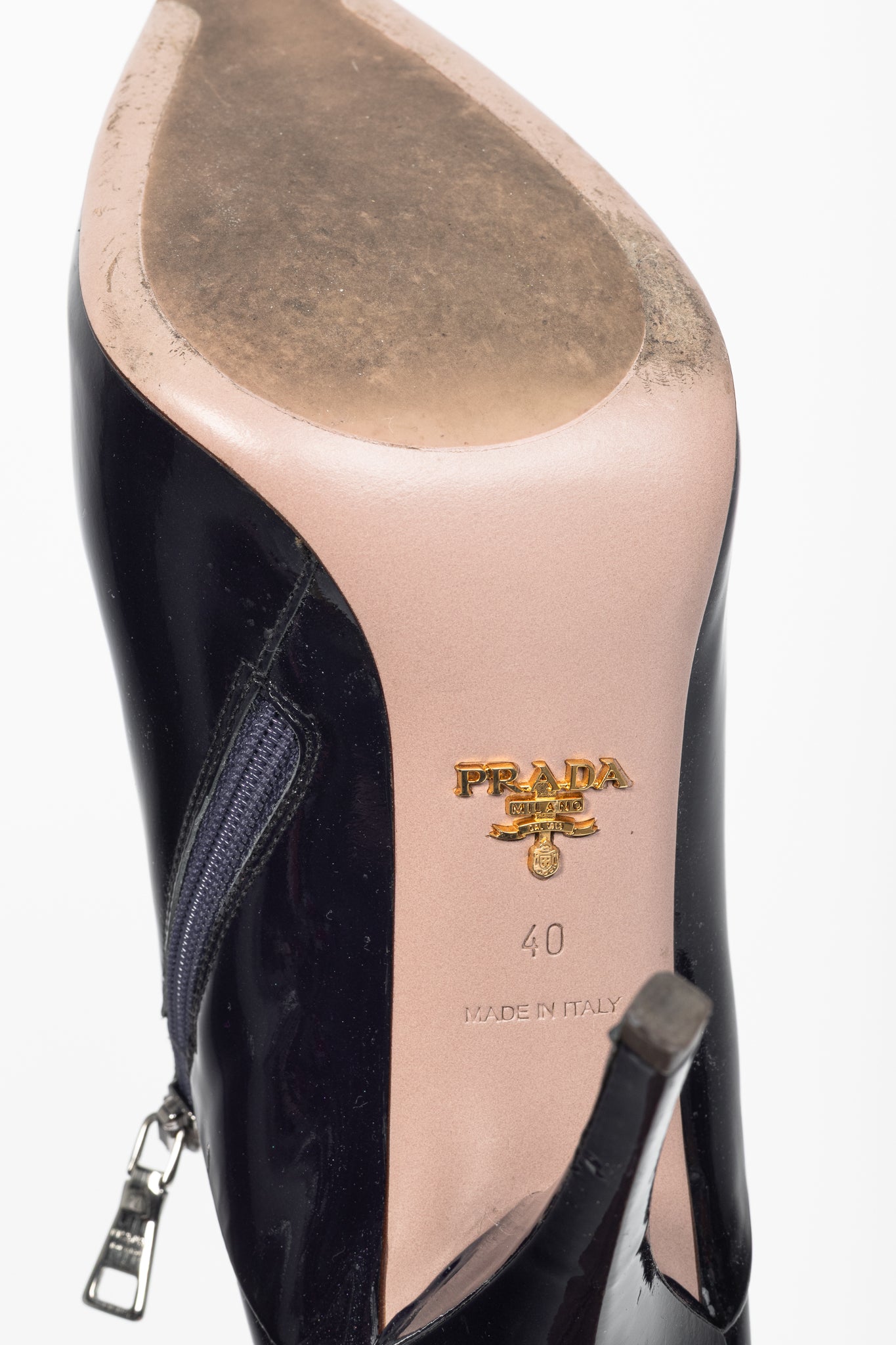 Prada Purple Vernice Leather Pointed-Toe Booties