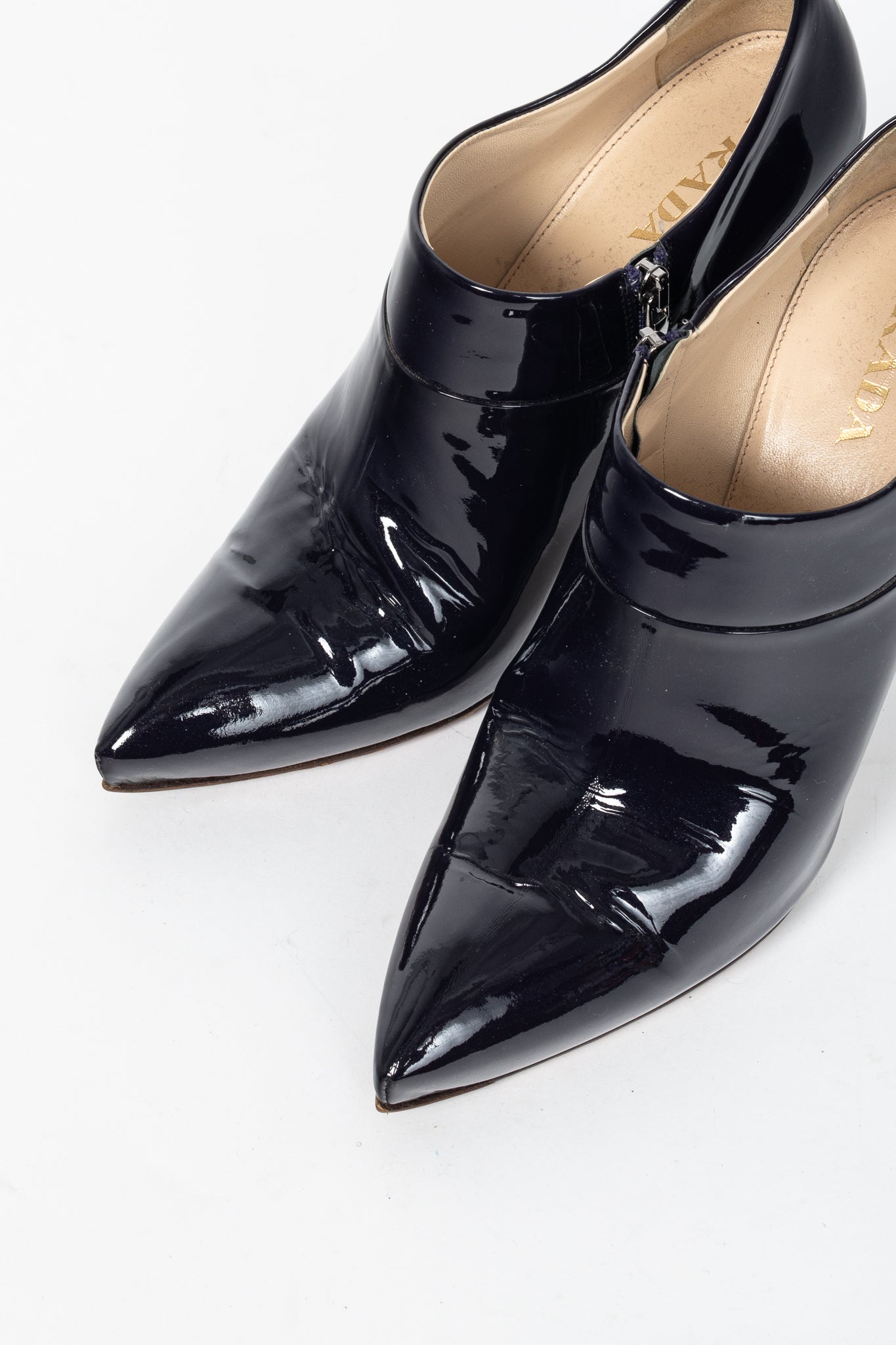Prada Purple Vernice Leather Pointed-Toe Booties
