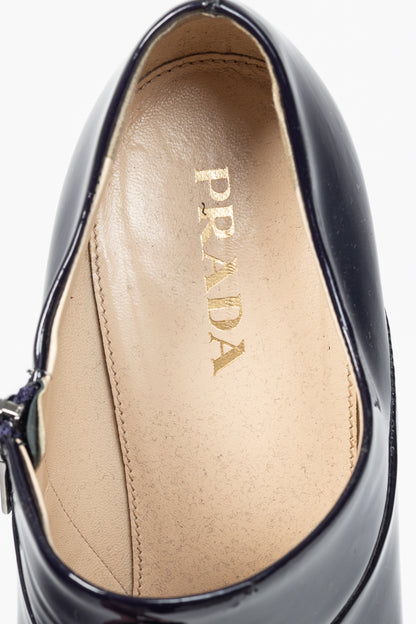 Prada Purple Vernice Leather Pointed-Toe Booties