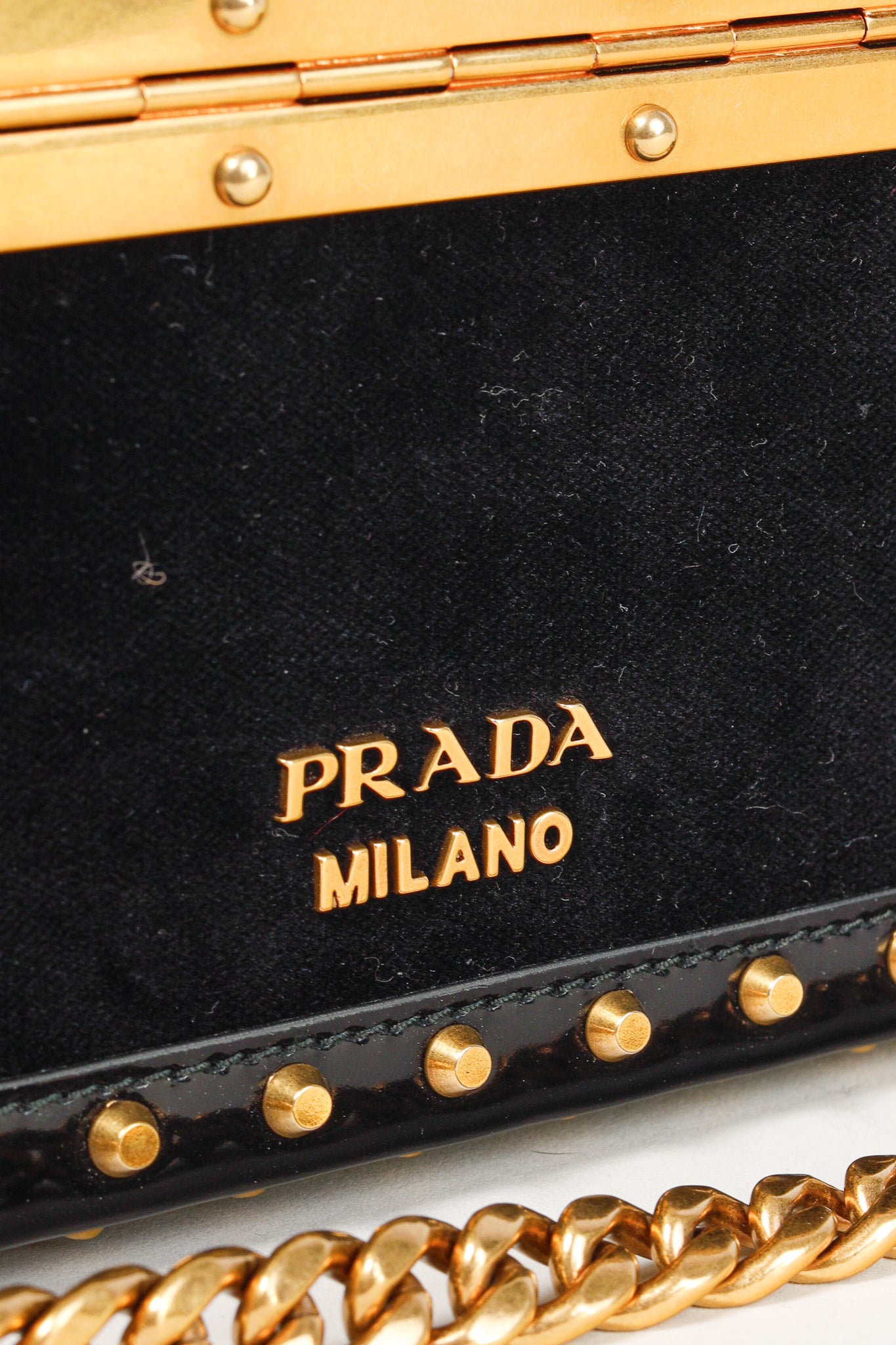 Prada PF/17 Treasure Trunk Black Mini Velvet Box Bag