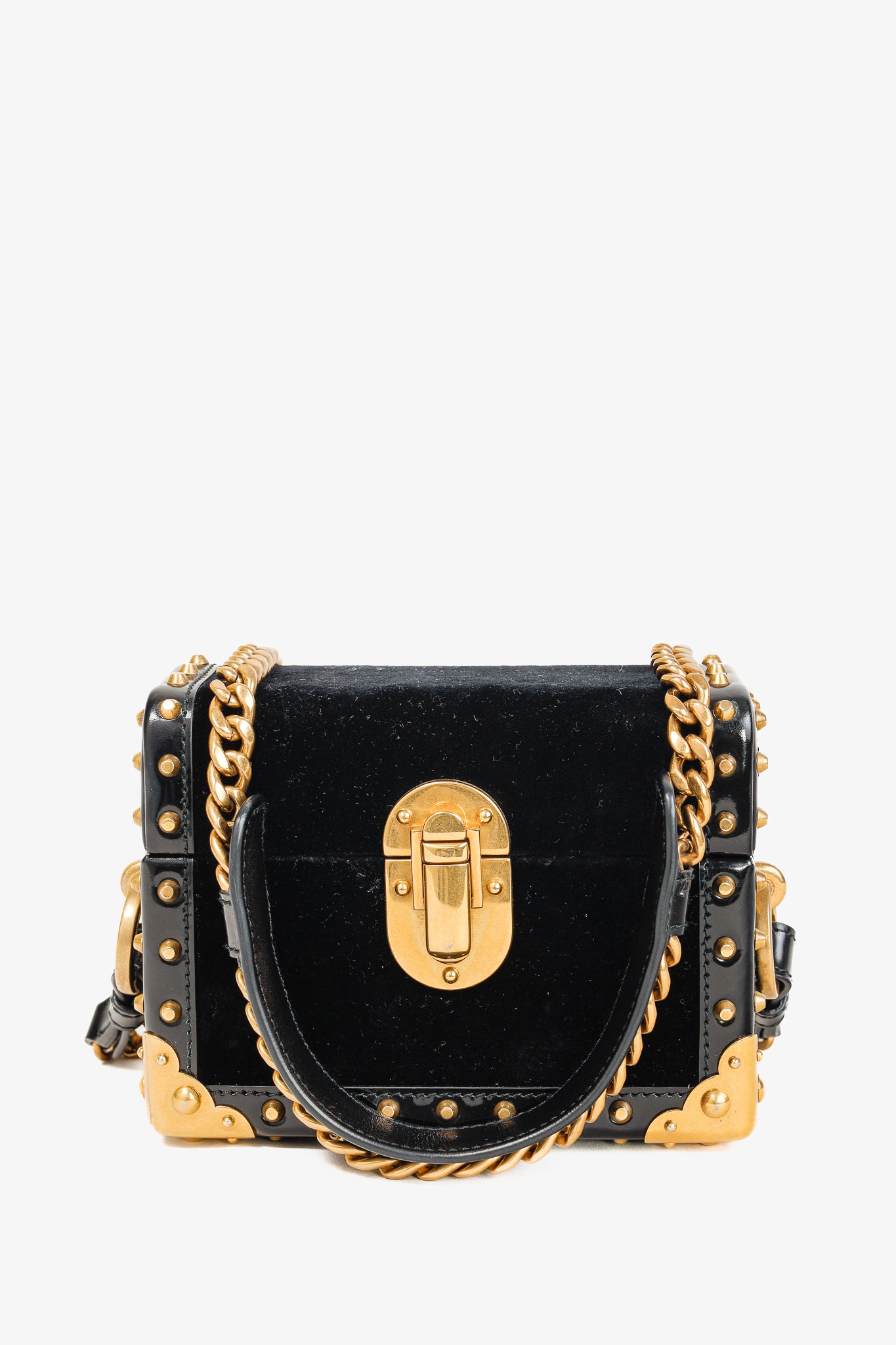 Prada PF/17 Treasure Trunk Black Mini Velvet Box Bag