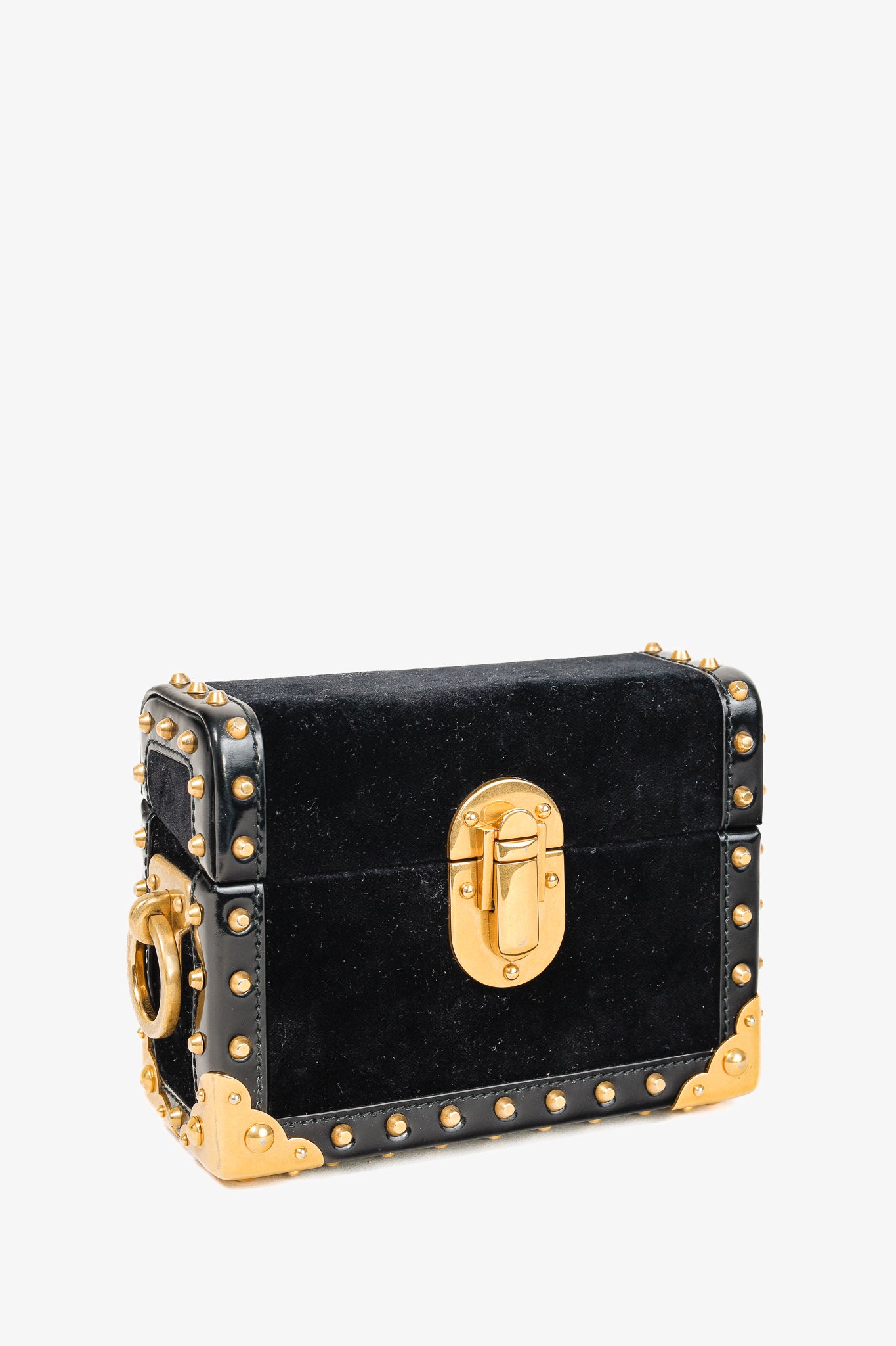 Prada PF/17 Treasure Trunk Black Mini Velvet Box Bag