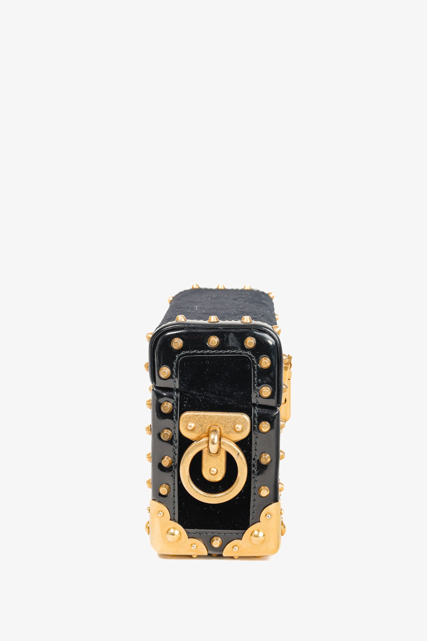 Prada PF/17 Treasure Trunk Black Mini Velvet Box Bag