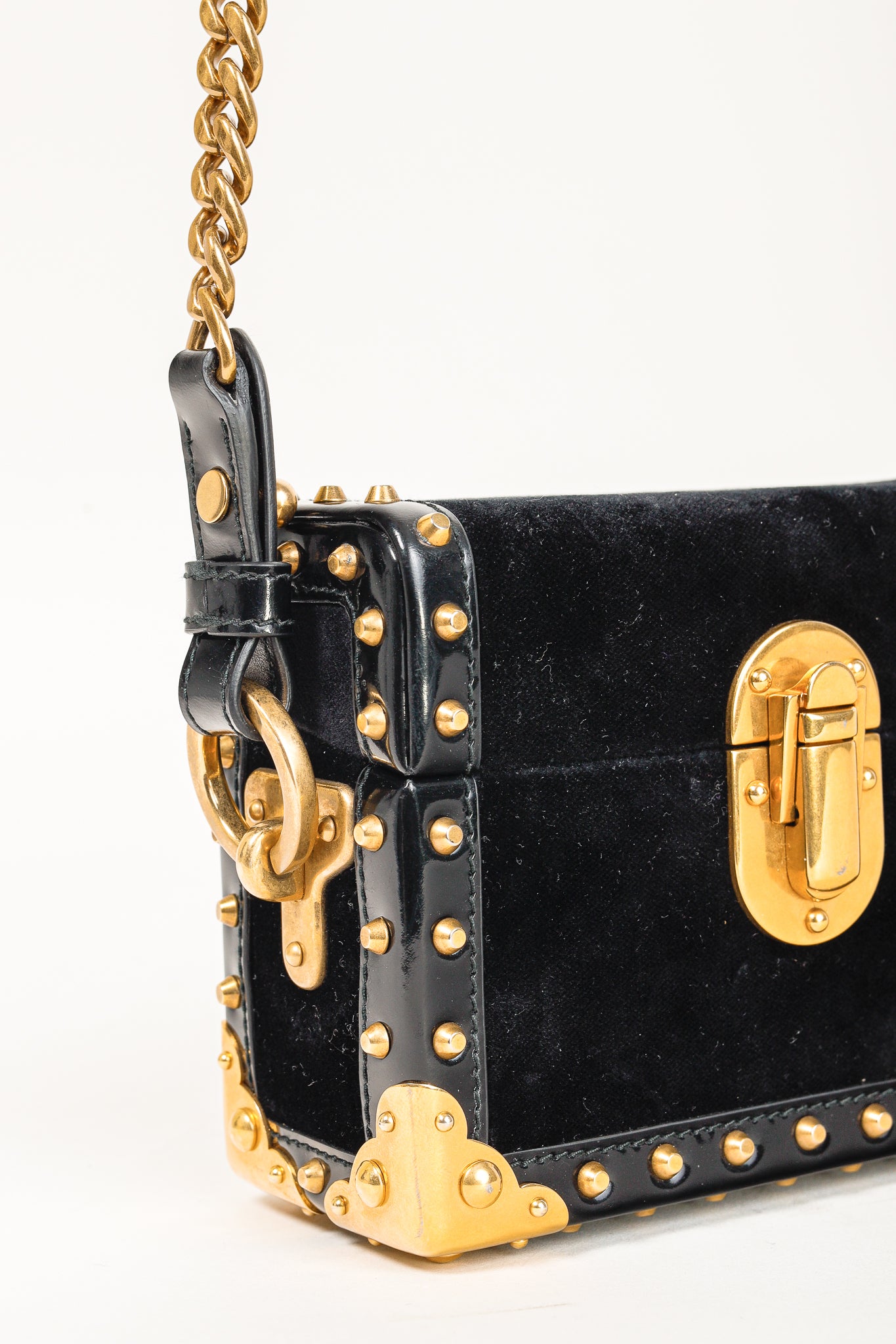 Prada PF/17 Treasure Trunk Black Mini Velvet Box Bag