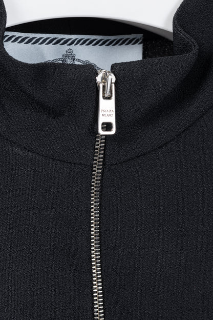 Prada Black Re-Nylon Patchwork Zip Mini Dress