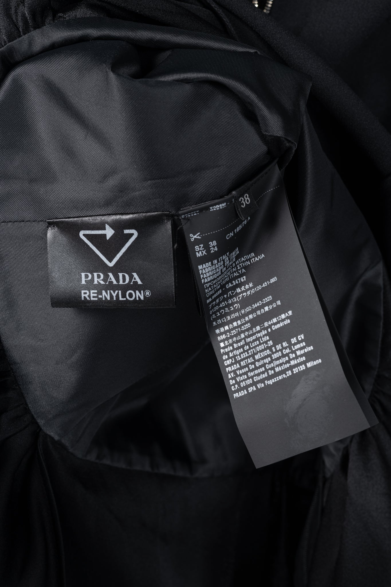 Prada Black Re-Nylon Patchwork Zip Mini Dress