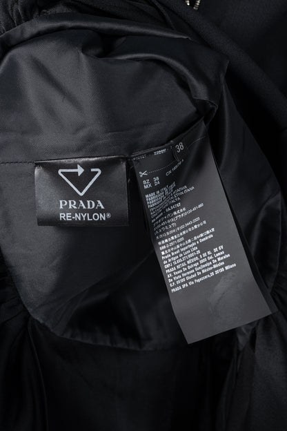 Prada Black Re-Nylon Patchwork Zip Mini Dress