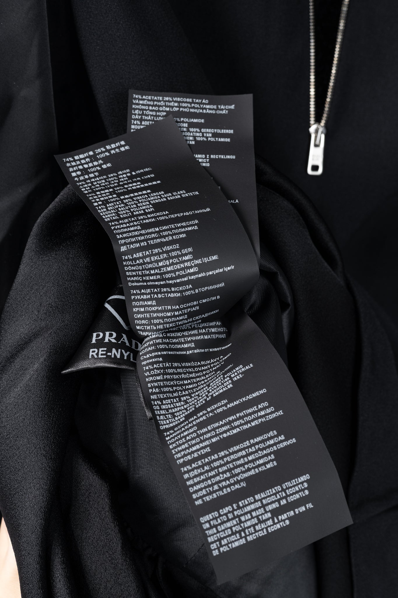Prada Black Re-Nylon Patchwork Zip Mini Dress