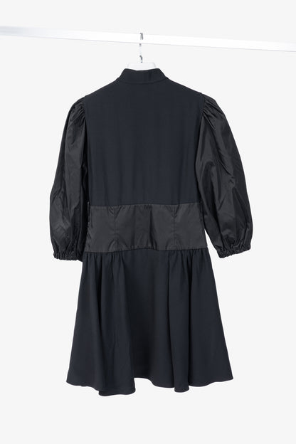 Prada Black Re-Nylon Patchwork Zip Mini Dress