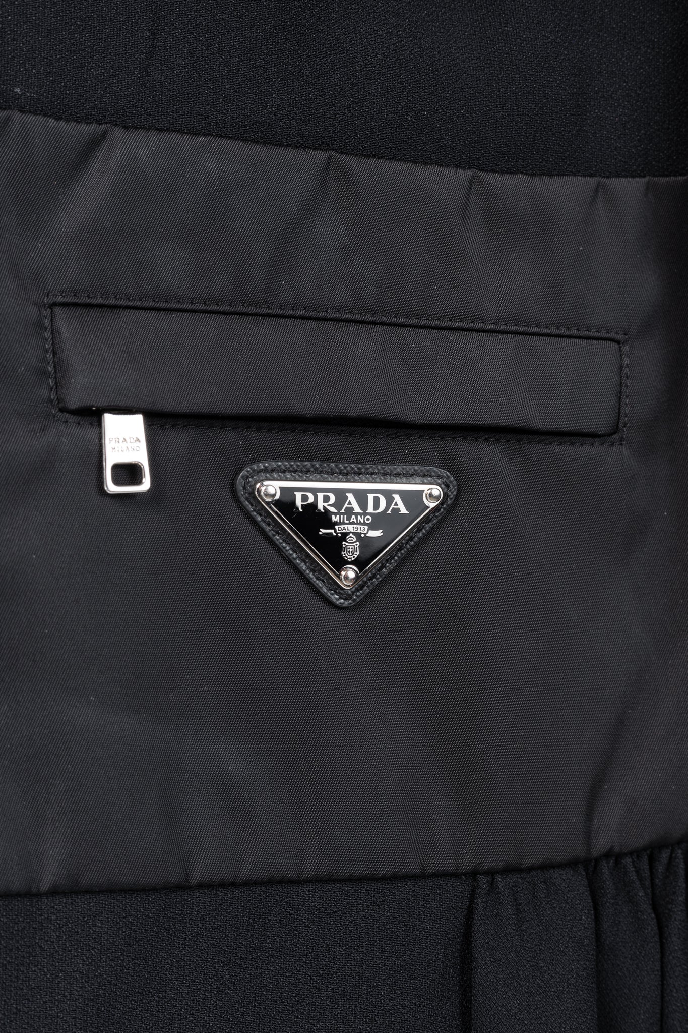 Prada Black Re-Nylon Patchwork Zip Mini Dress