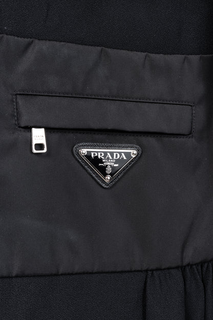 Prada Black Re-Nylon Patchwork Zip Mini Dress