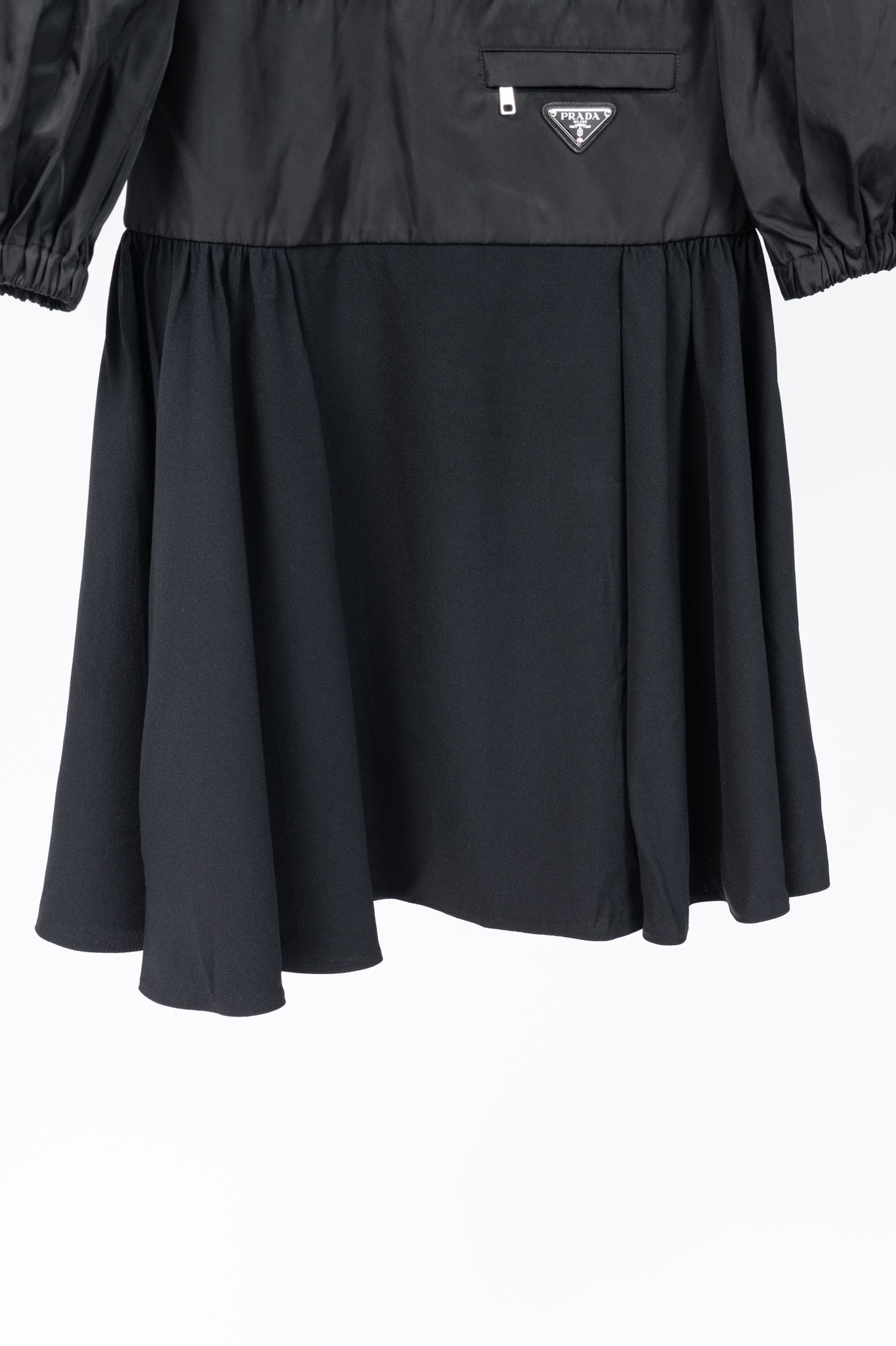 Prada Black Re-Nylon Patchwork Zip Mini Dress
