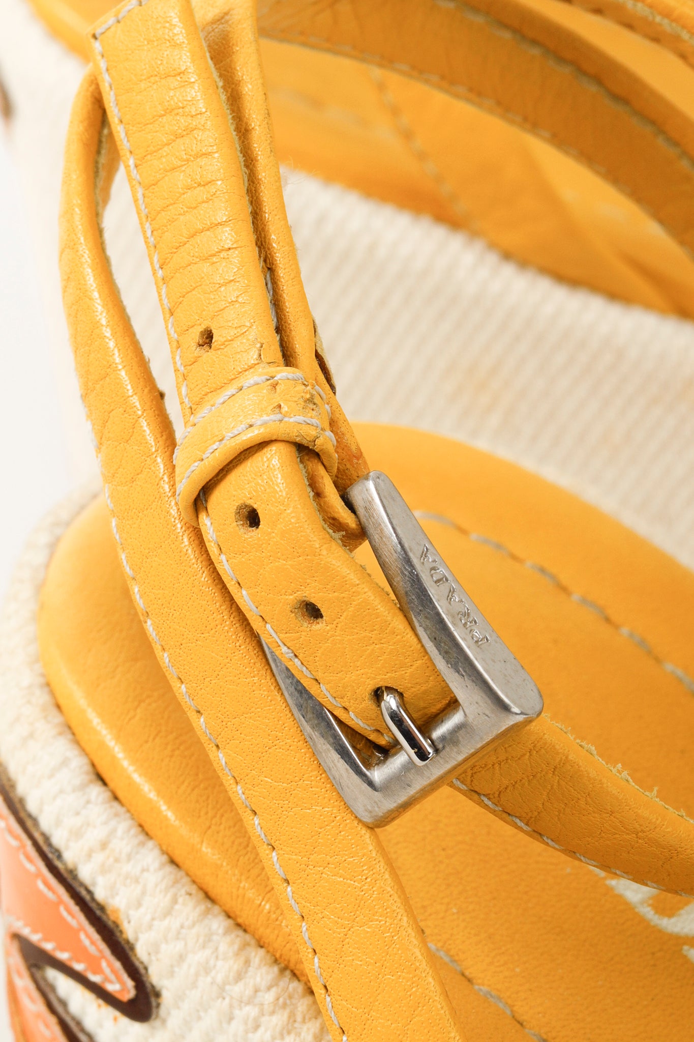 Prada Yellow Platform Beach Theme Appliqué Espadrille Sandals