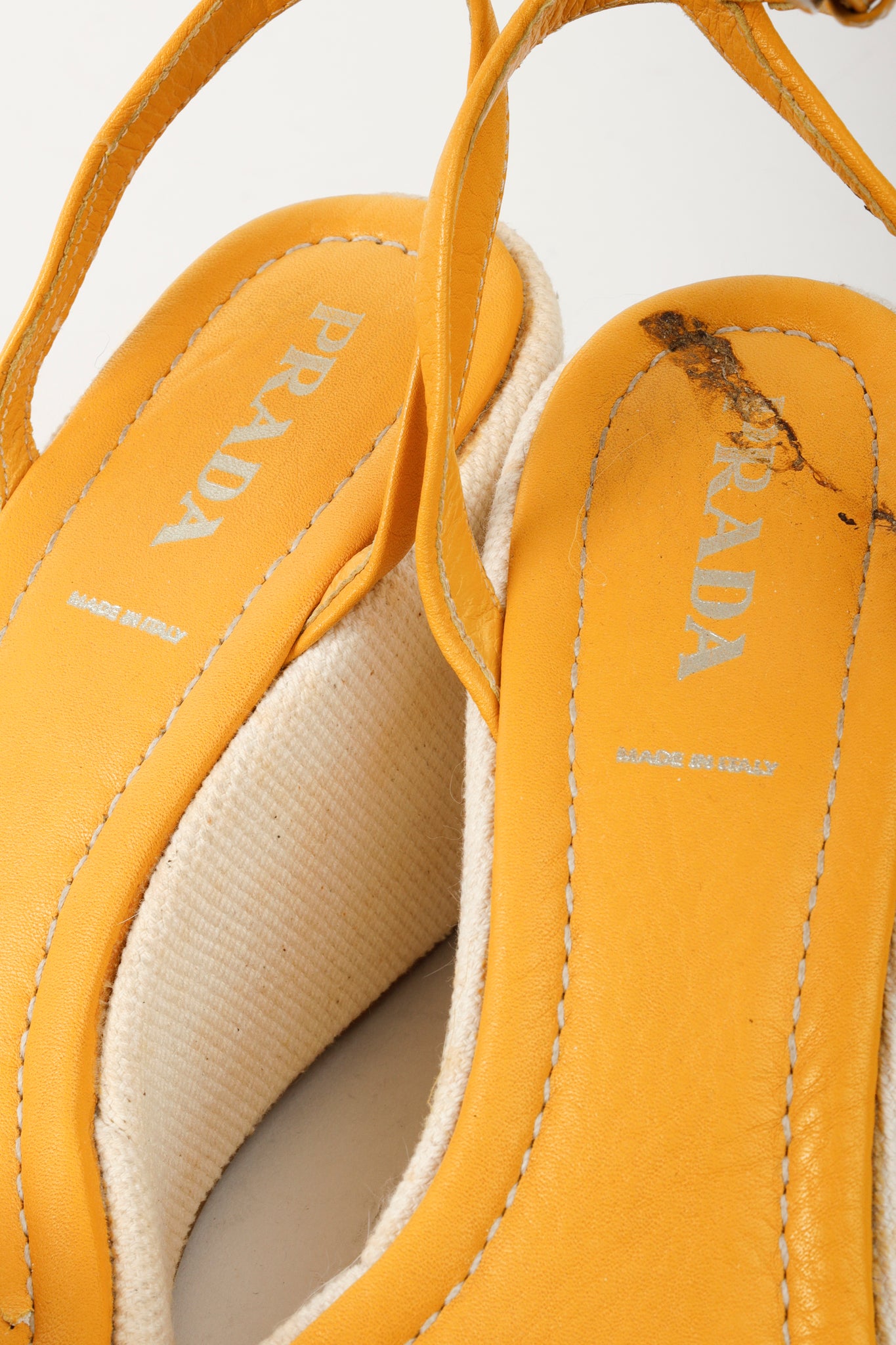 Prada Yellow Platform Beach Theme Appliqué Espadrille Sandals