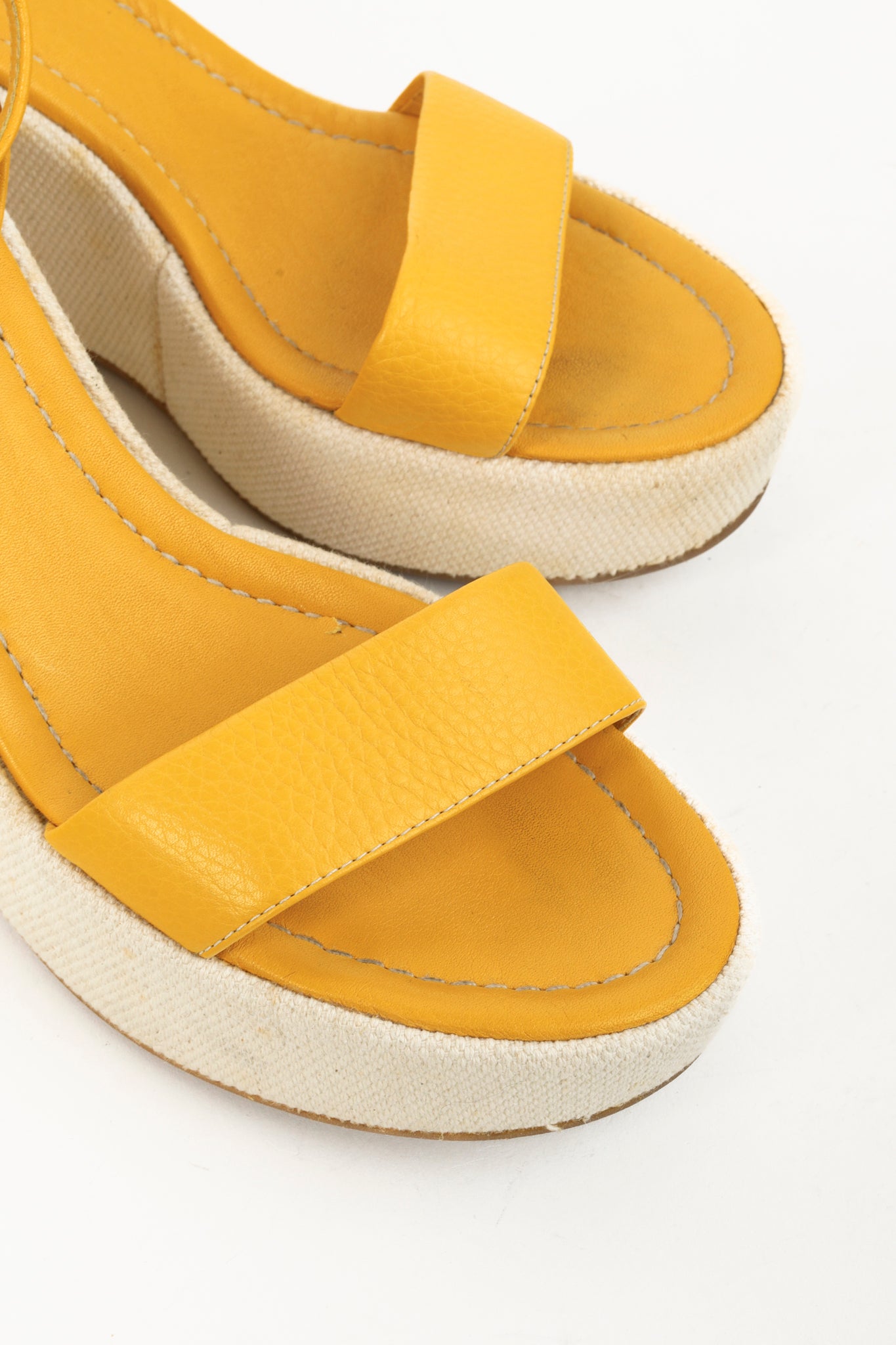 Prada Yellow Platform Beach Theme Appliqué Espadrille Sandals