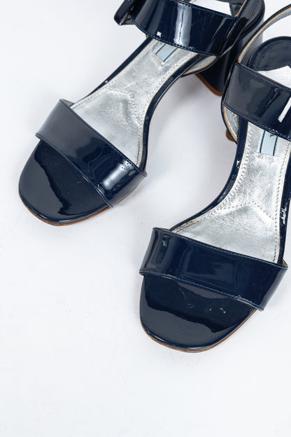 Prada Blue Patent-Leather Buckled Sandals