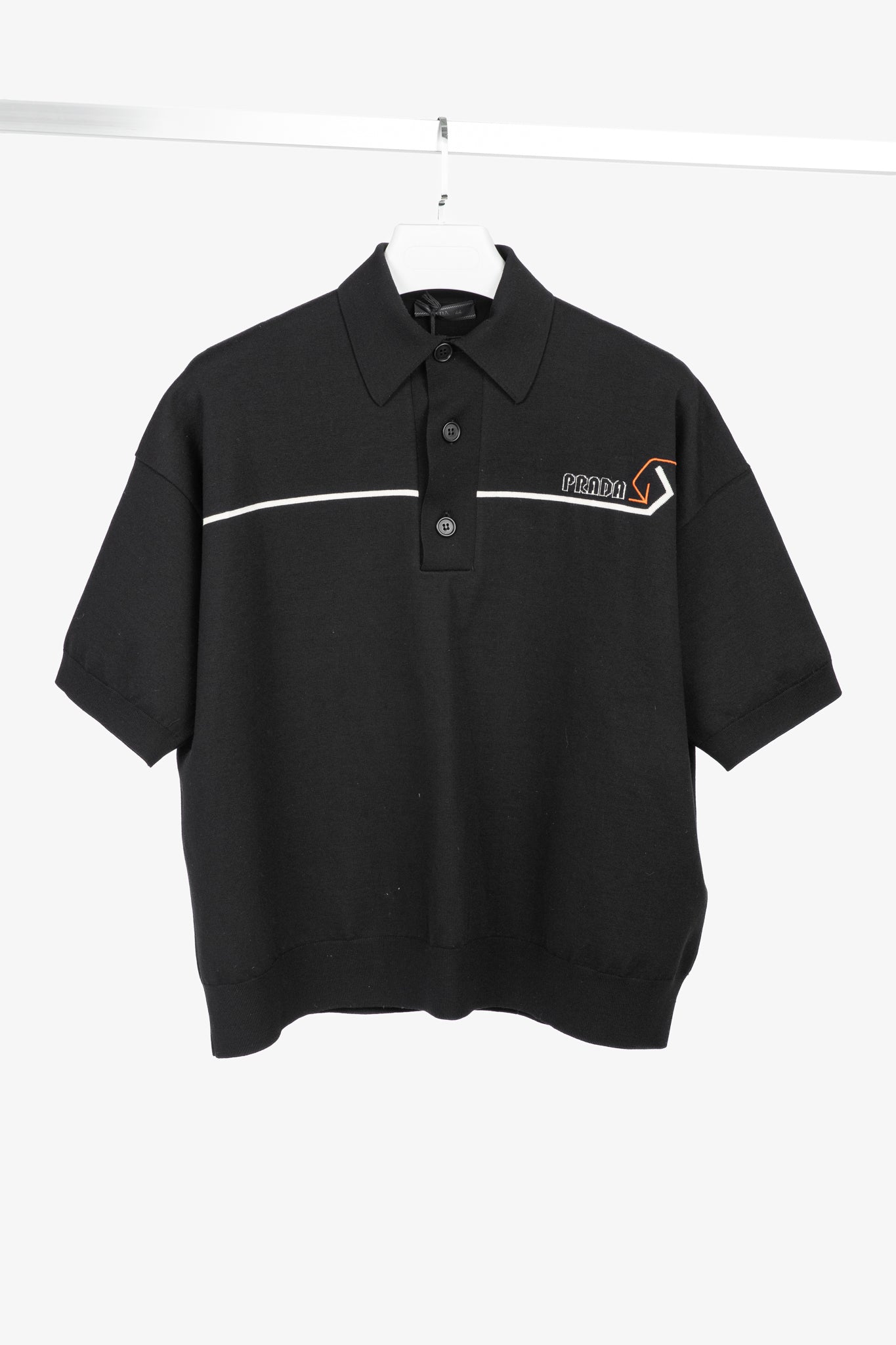 Prada AW/18 Nero Logo Oversized Knit Polo