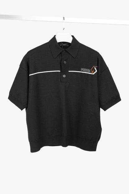Prada AW/18 Nero Logo Oversized Knit Polo