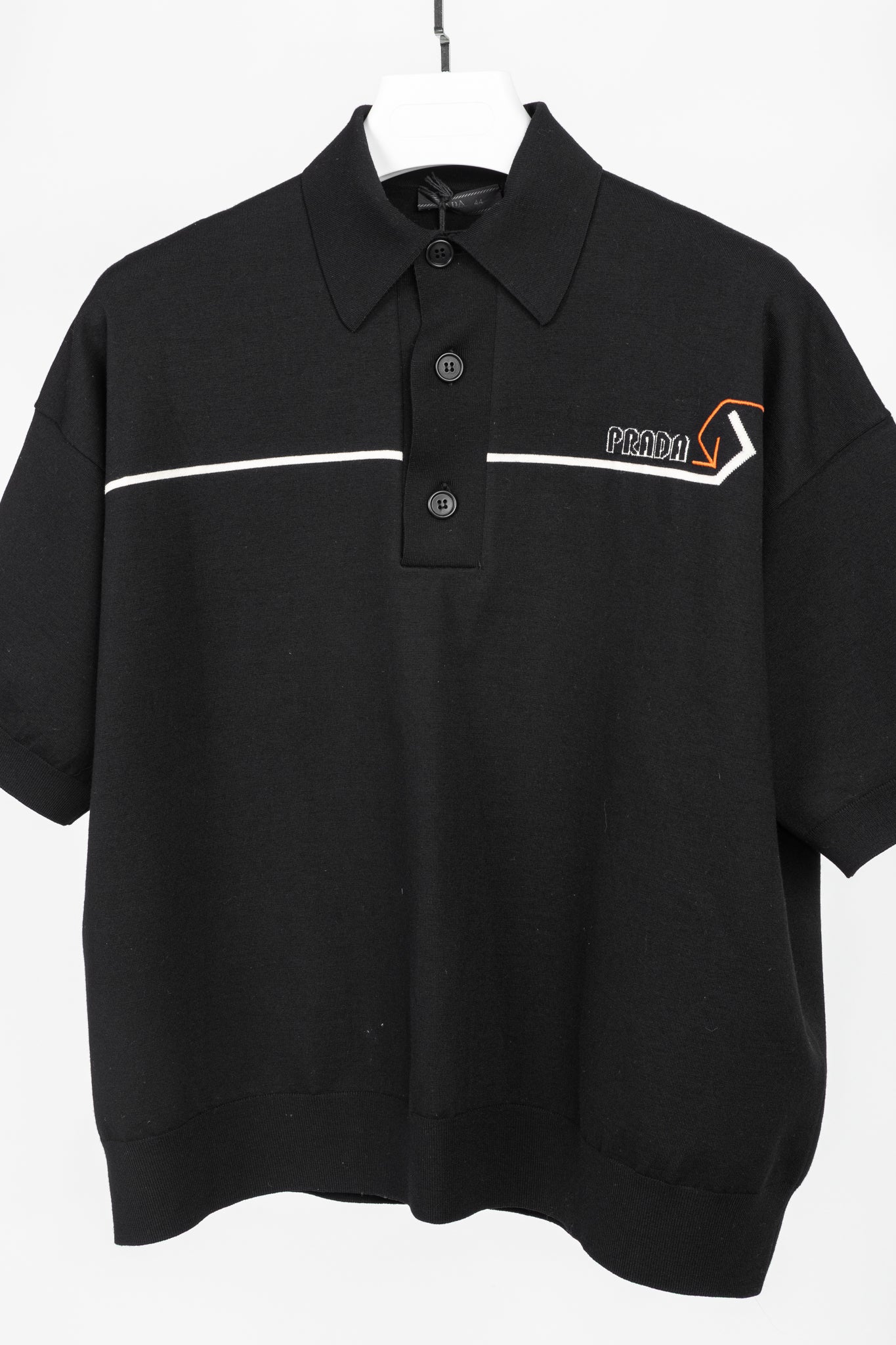 Prada AW/18 Nero Logo Oversized Knit Polo