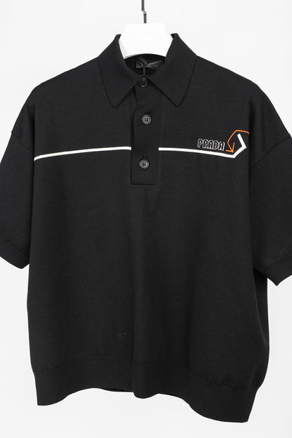 Prada AW/18 Nero Logo Oversized Knit Polo