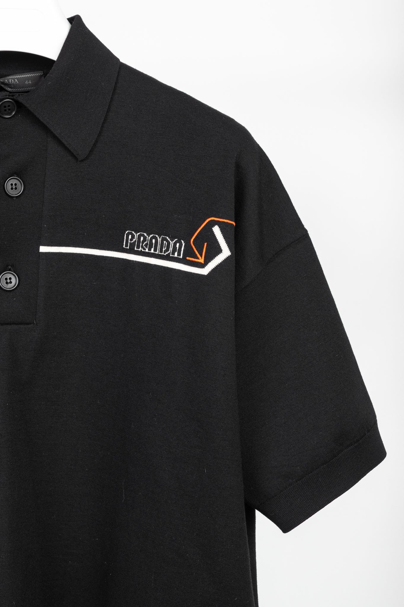 Prada AW/18 Nero Logo Oversized Knit Polo