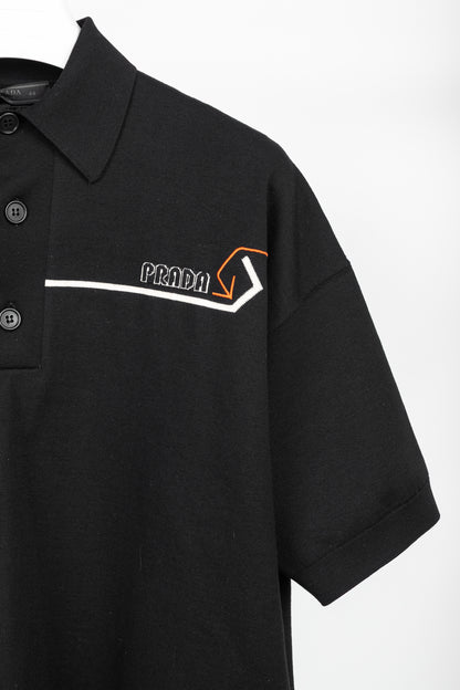 Prada AW/18 Nero Logo Oversized Knit Polo