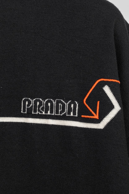 Prada AW/18 Nero Logo Oversized Knit Polo