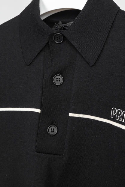 Prada AW/18 Nero Logo Oversized Knit Polo