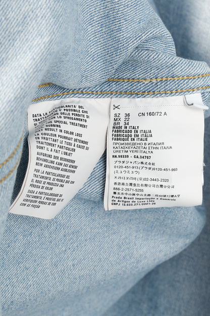 Prada Bleu Distressed Oversized Organic Denim Shirt