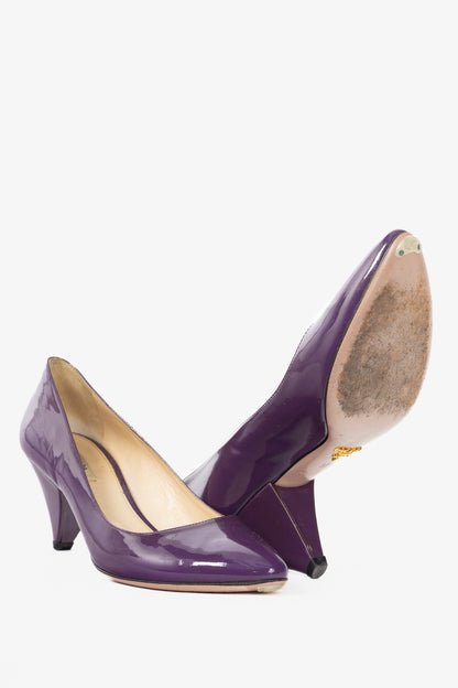Prada Purple Patent Leather Pointed-Toe Heels