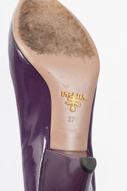 Prada Purple Patent Leather Pointed-Toe Heels