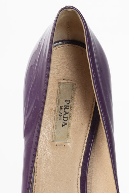 Prada Purple Patent Leather Pointed-Toe Heels