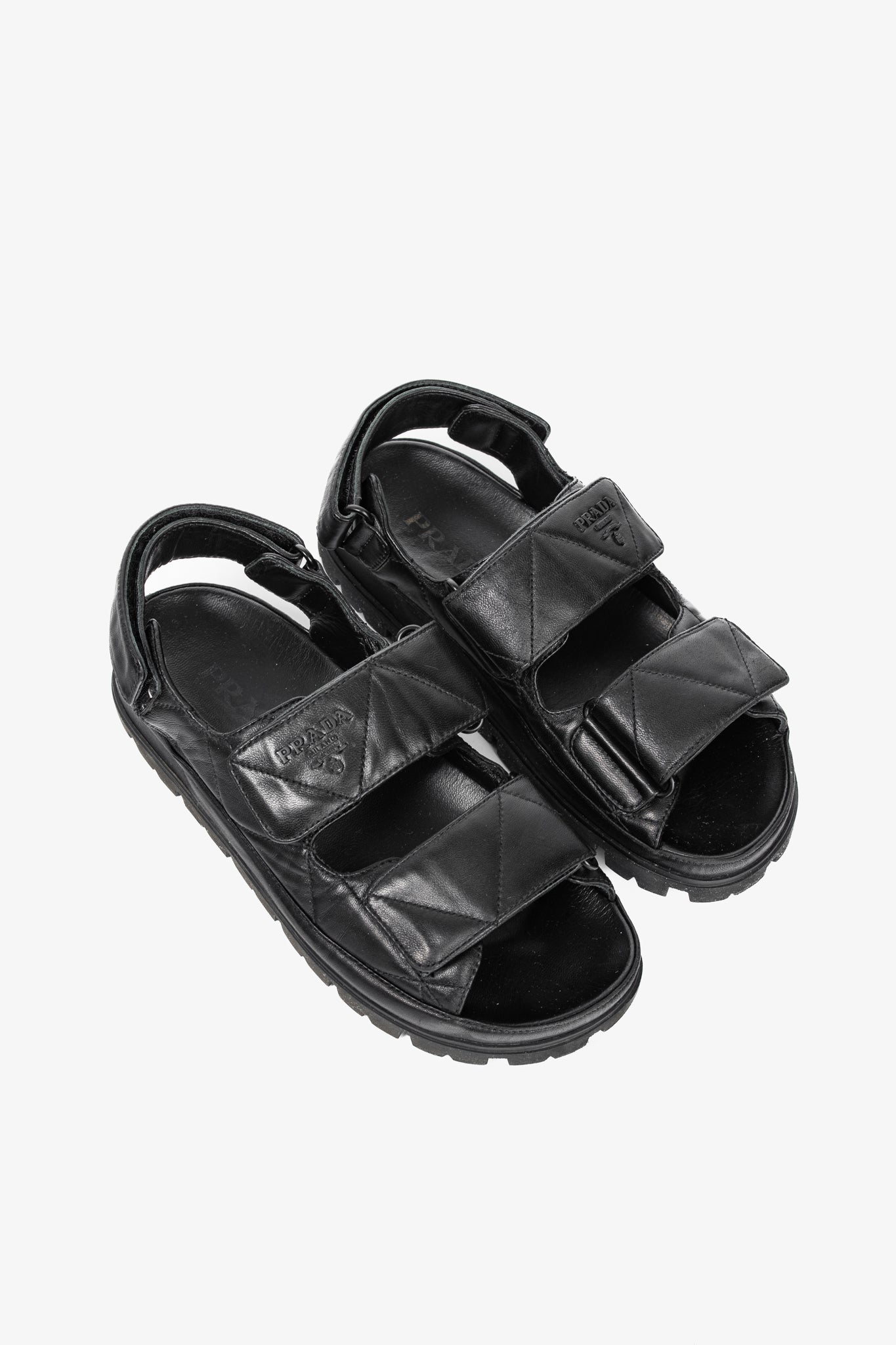 Prada Black Quilted Lamb Leather Sandals