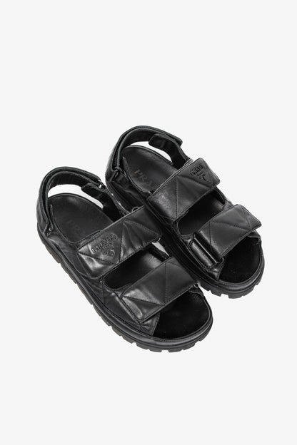 Prada Black Quilted Lamb Leather Sandals