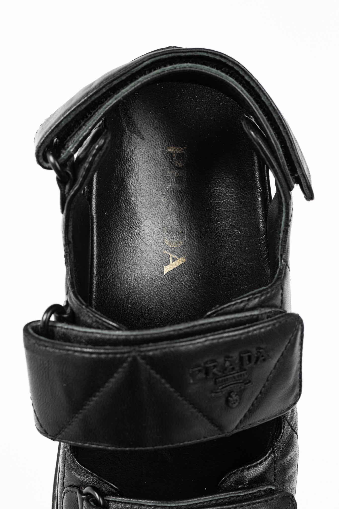 Prada Black Quilted Lamb Leather Sandals