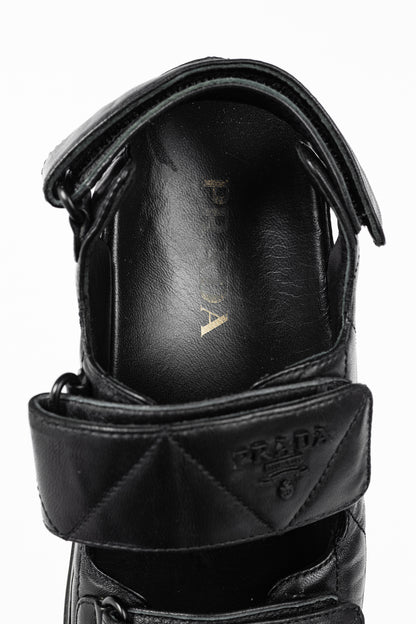Prada Black Quilted Lamb Leather Sandals