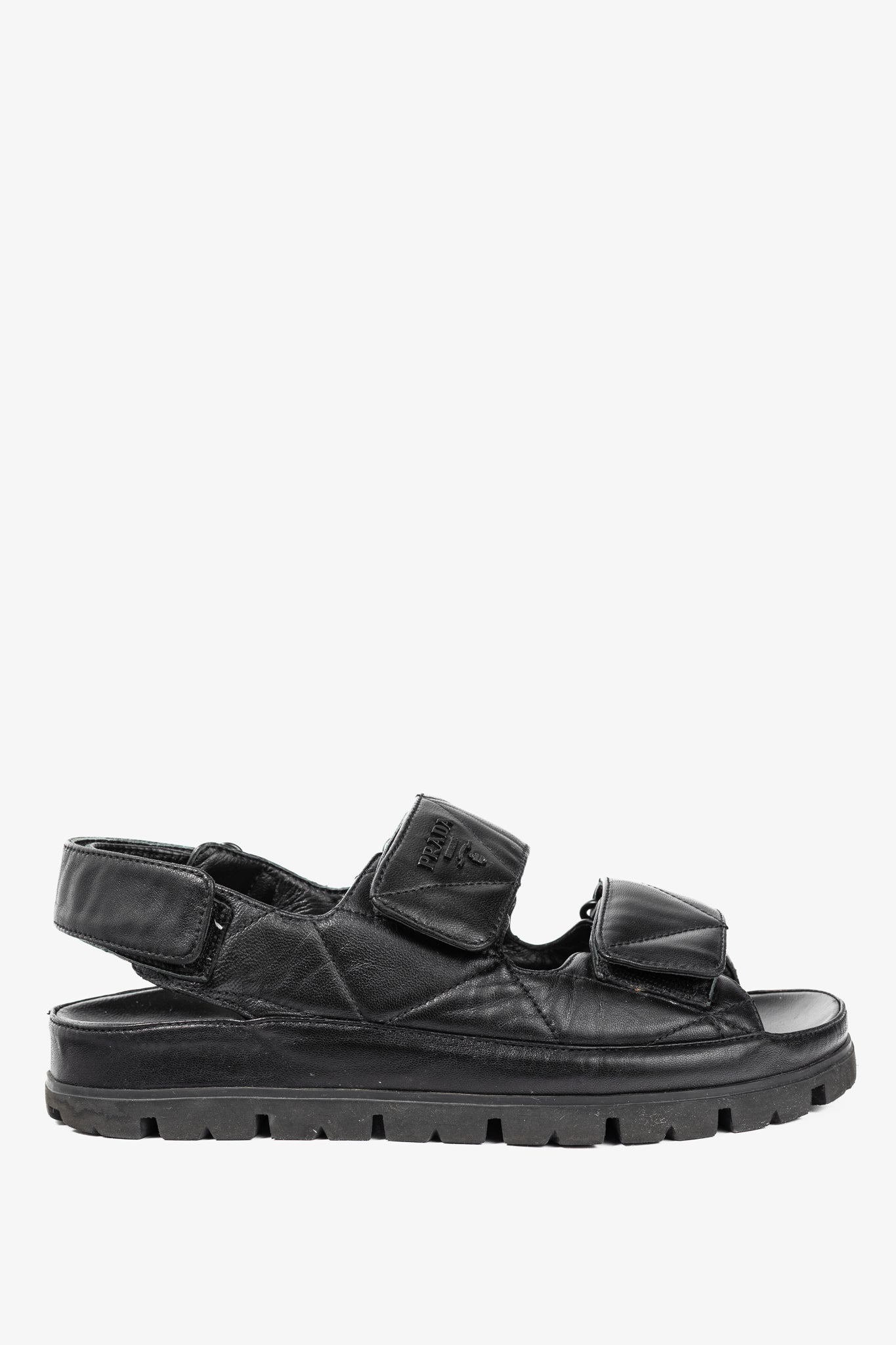 Prada Black Quilted Lamb Leather Sandals