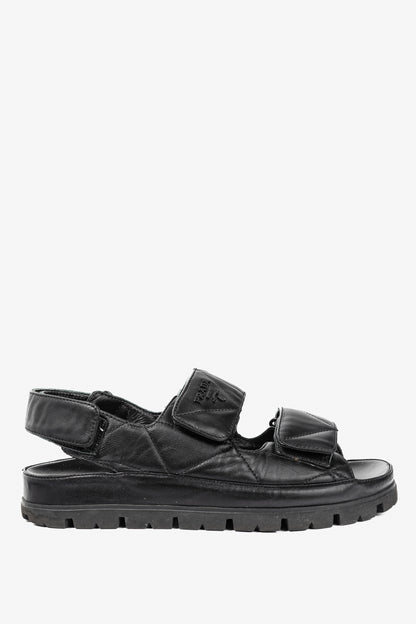 Prada Black Quilted Lamb Leather Sandals