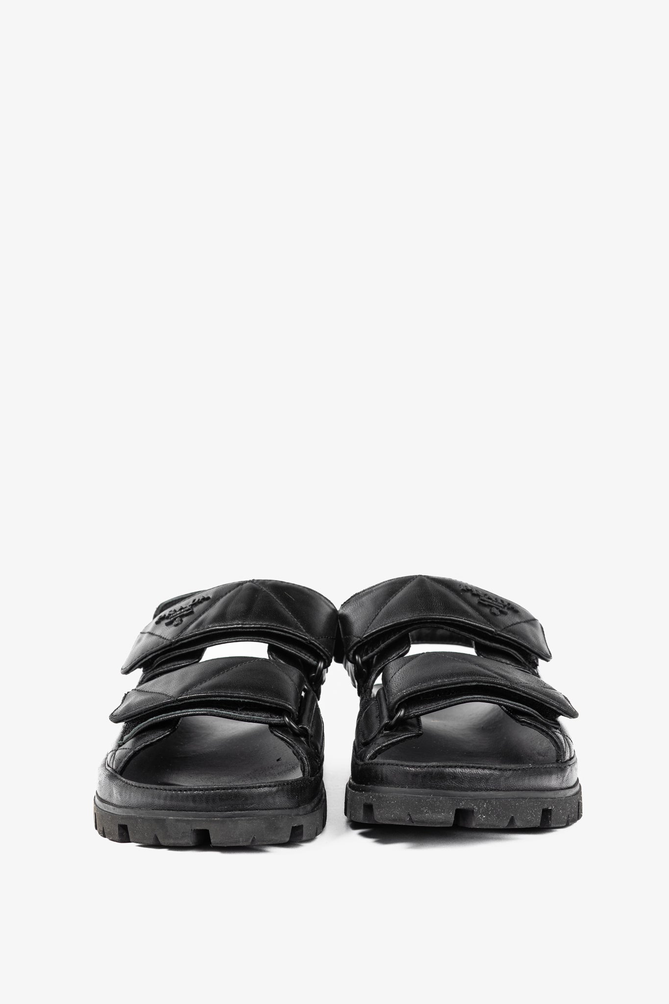 Prada Black Quilted Lamb Leather Sandals