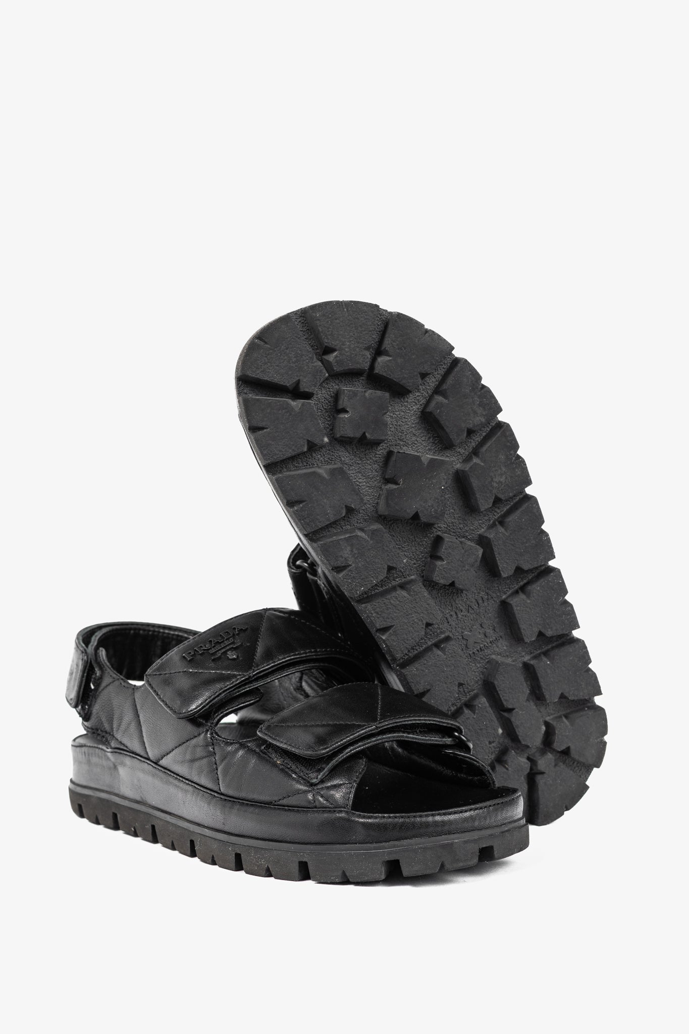 Prada Black Quilted Lamb Leather Sandals