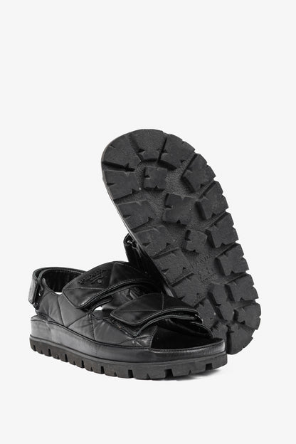 Prada Black Quilted Lamb Leather Sandals