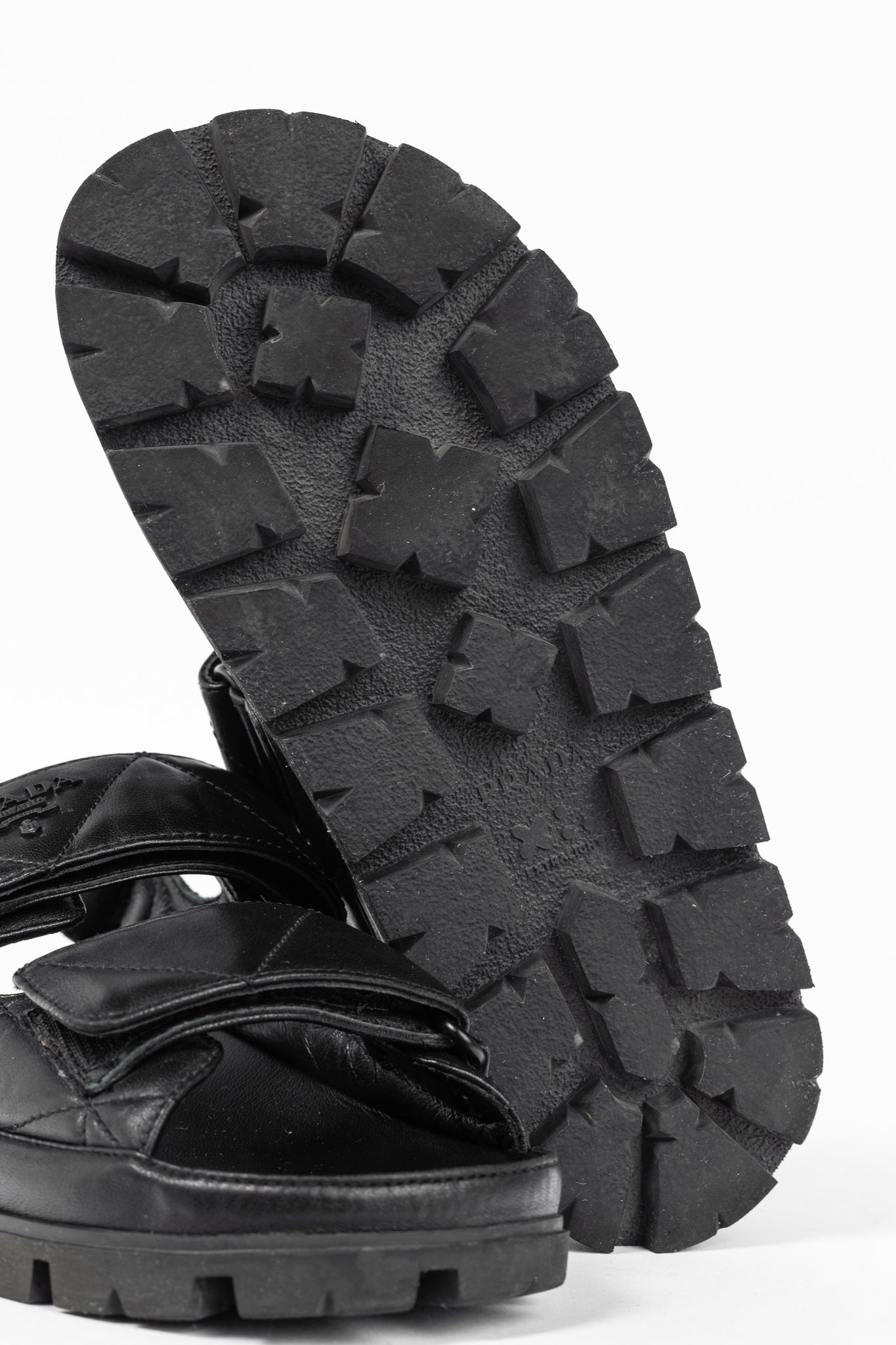 Prada Black Quilted Lamb Leather Sandals