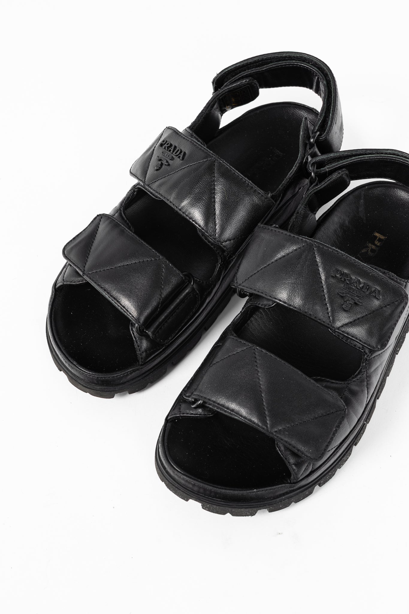Prada Black Quilted Lamb Leather Sandals