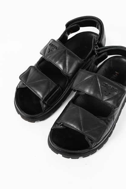 Prada Black Quilted Lamb Leather Sandals