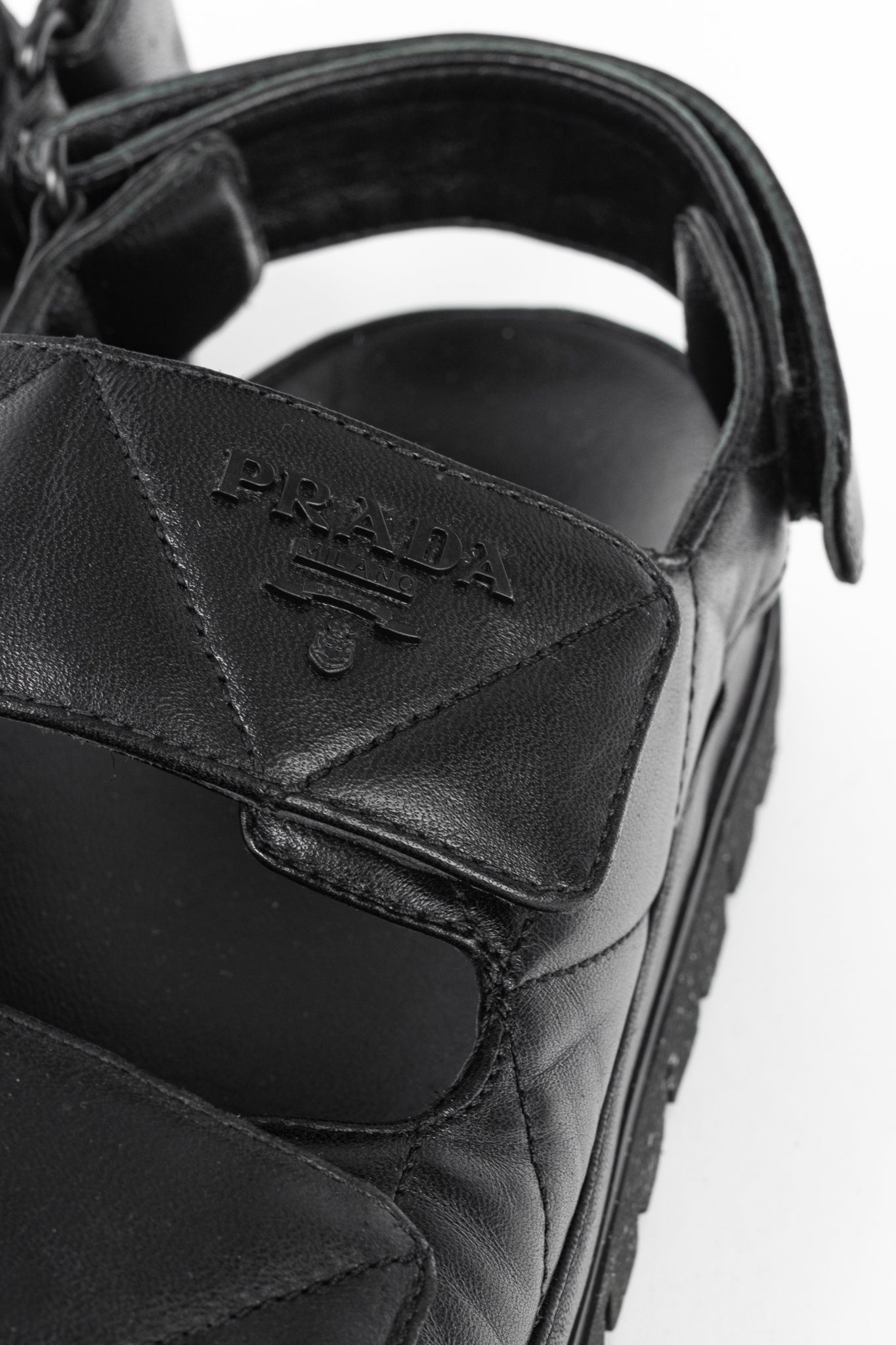 Prada Black Quilted Lamb Leather Sandals